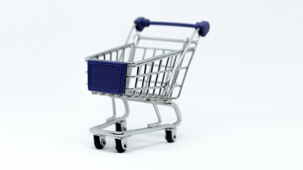 gray steel shopping cart